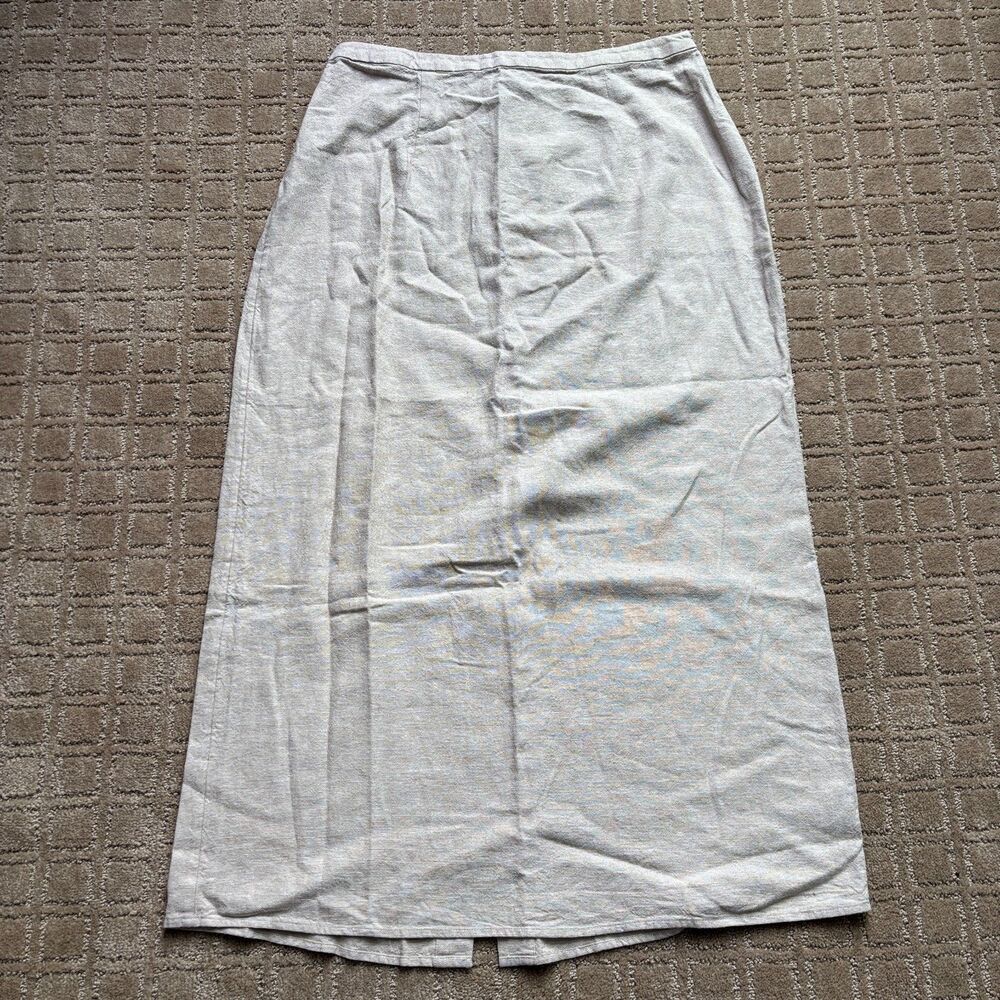 Old Navy Linen Blend Maxi Skirt Women's L Beige Long Coastal Cottage Neutral NWT